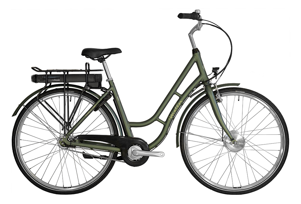 Winther G-Style E 7 gear elcykel damecykel i mat grøn