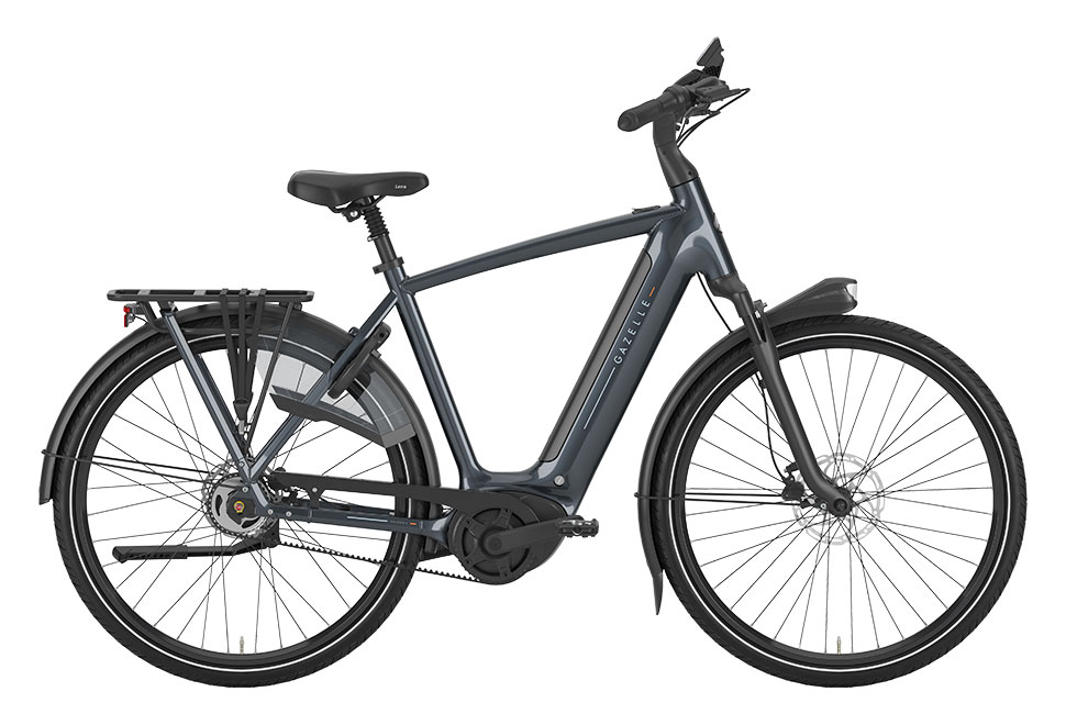 Gazelle Grenoble C5 HMB 5 gear herrecykel elcykel anthracite grey grå