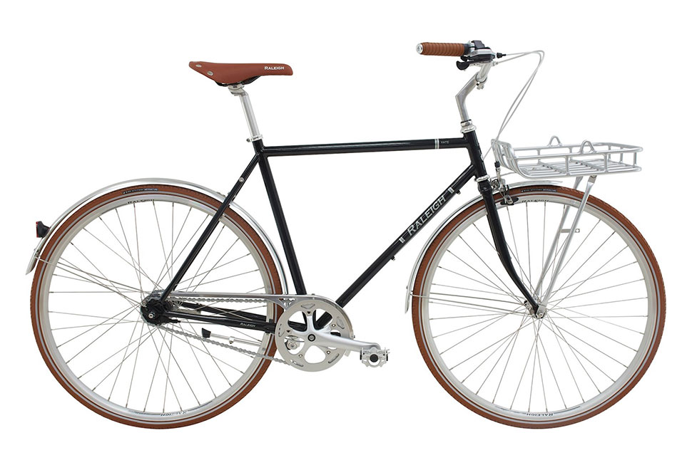 Raleigh Yate Cargo Herrecykel 7 gear fodbremse i farven blank sort