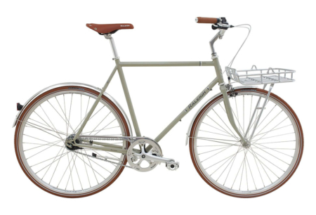 Raleigh Yate Cargo herrecykel i grå med 7 indvendige gear, stort frontlad og bagagestrop, ideel til bykørsel og pendling