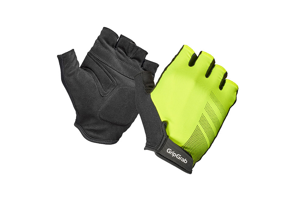 GripGrab Ride RC Lite kortfingrede cykelhandsker i Hi-Vis, lette og åndbare med polstret håndflade for komfort og sikkert greb på styret