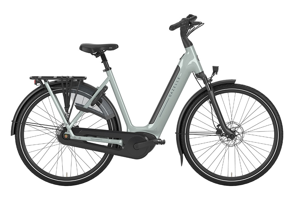 Gazelle Grenoble C8 8 gear e-bike damecykel i farven light olive / grøn
